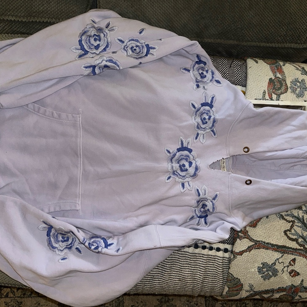 Free People Floral Embroidered Hoodie